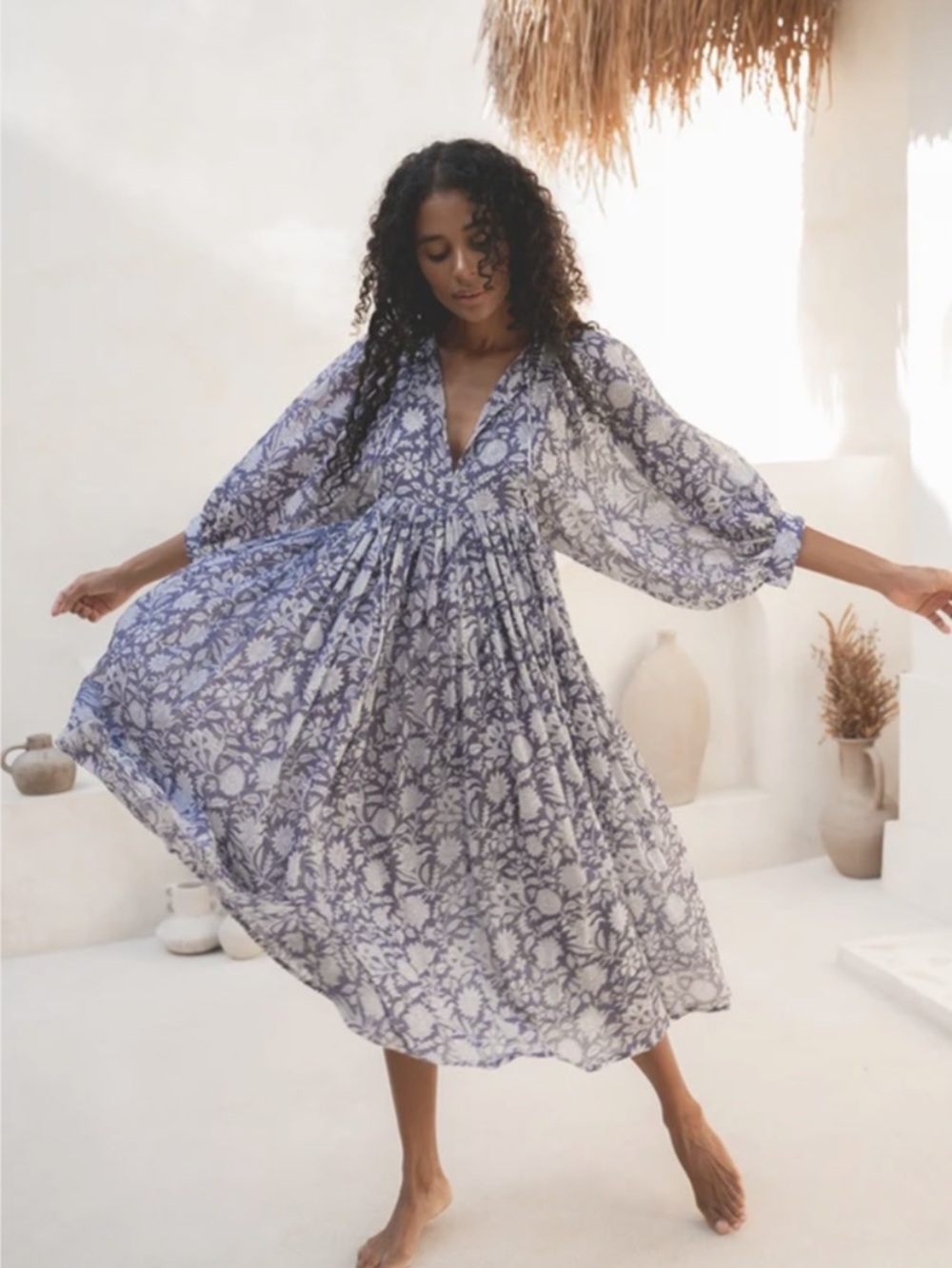 Daughters of India Kyra Blue Iris Midi  Dress